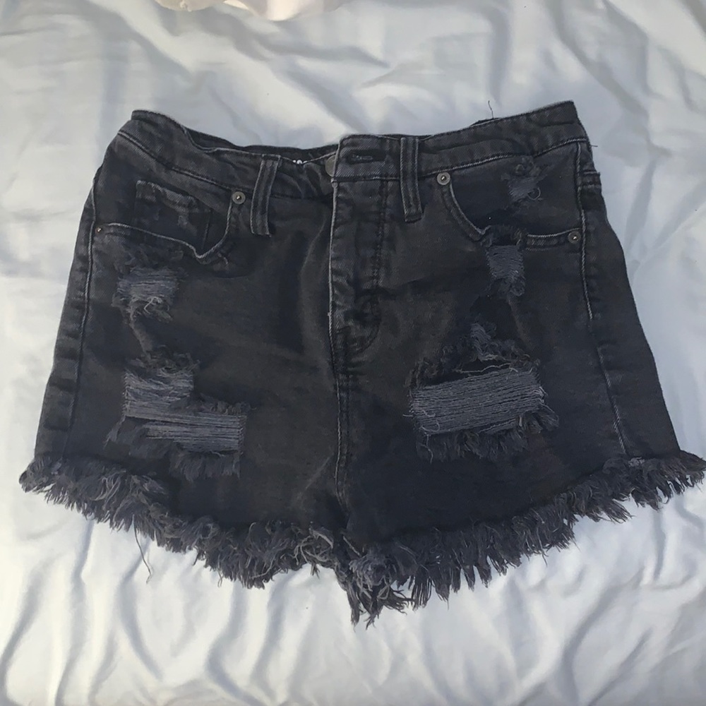 black jean shorts